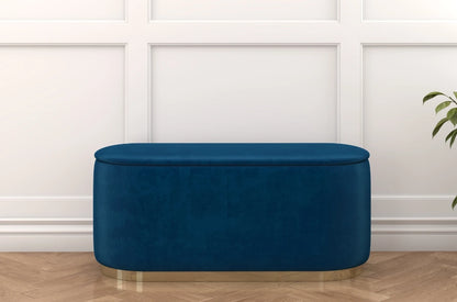 SCARLETT Oval Storage Pouf with Gold Base