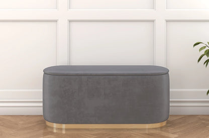 SCARLETT Oval Storage Pouf with Gold Base