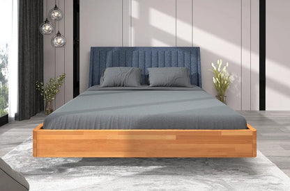 ULF Beech Floating Bed with Upholstered Headboard