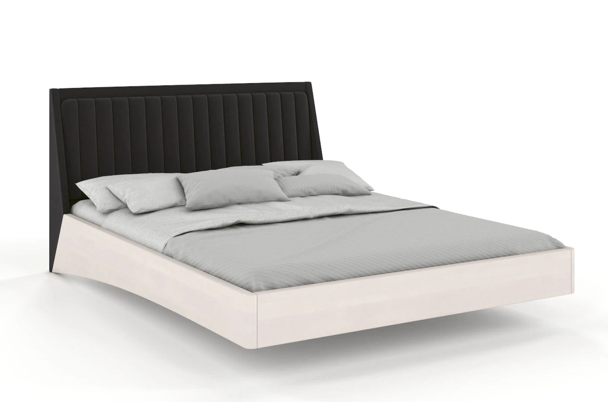 ULF Beech Floating Bed with Upholstered Headboard