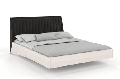 ULF Beech Floating Bed with Upholstered Headboard