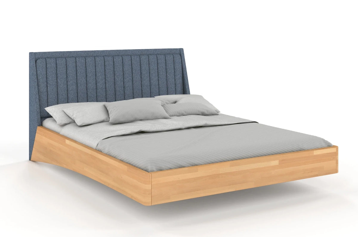 ULF Beech Floating Bed with Upholstered Headboard