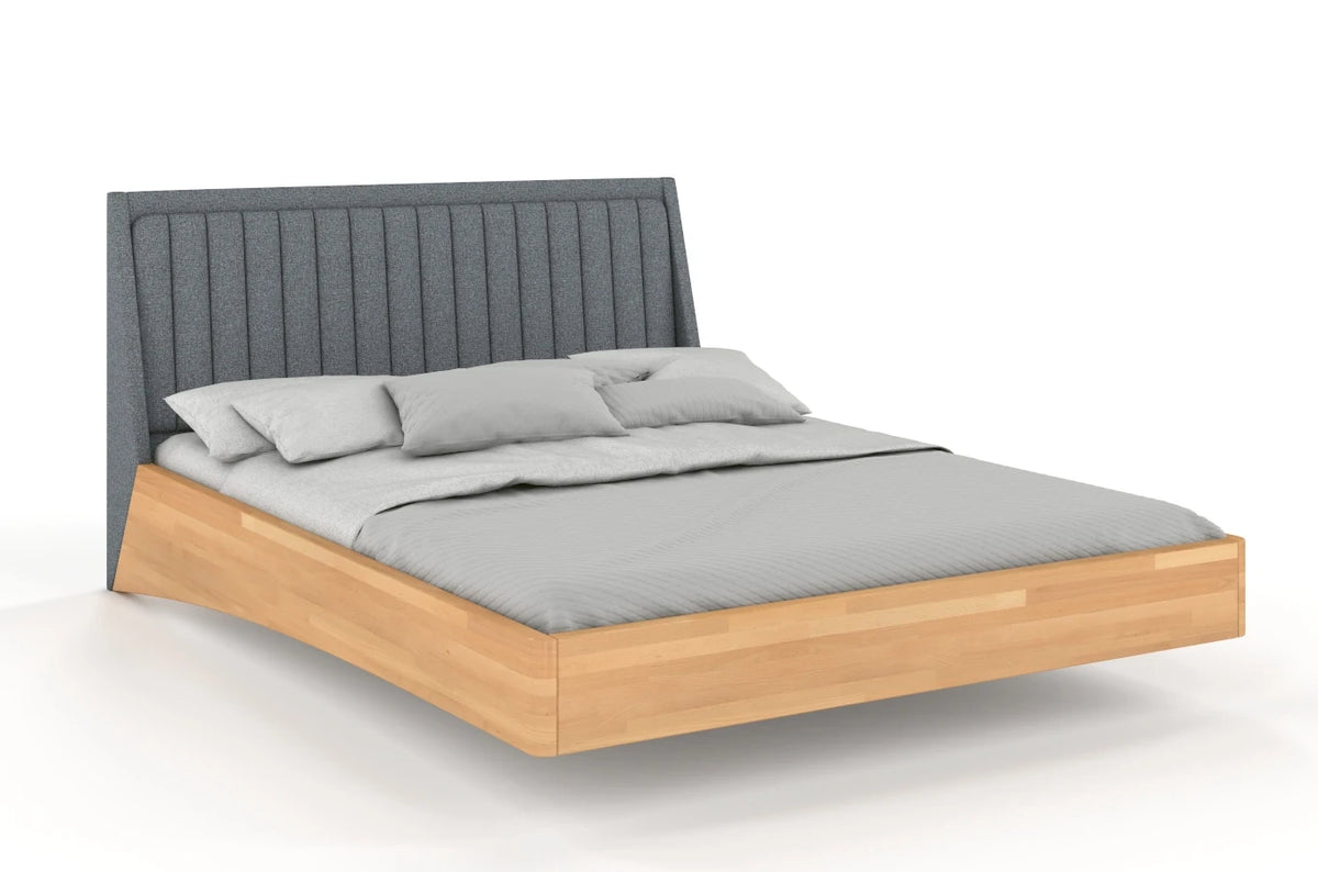 ULF Beech Floating Bed with Upholstered Headboard