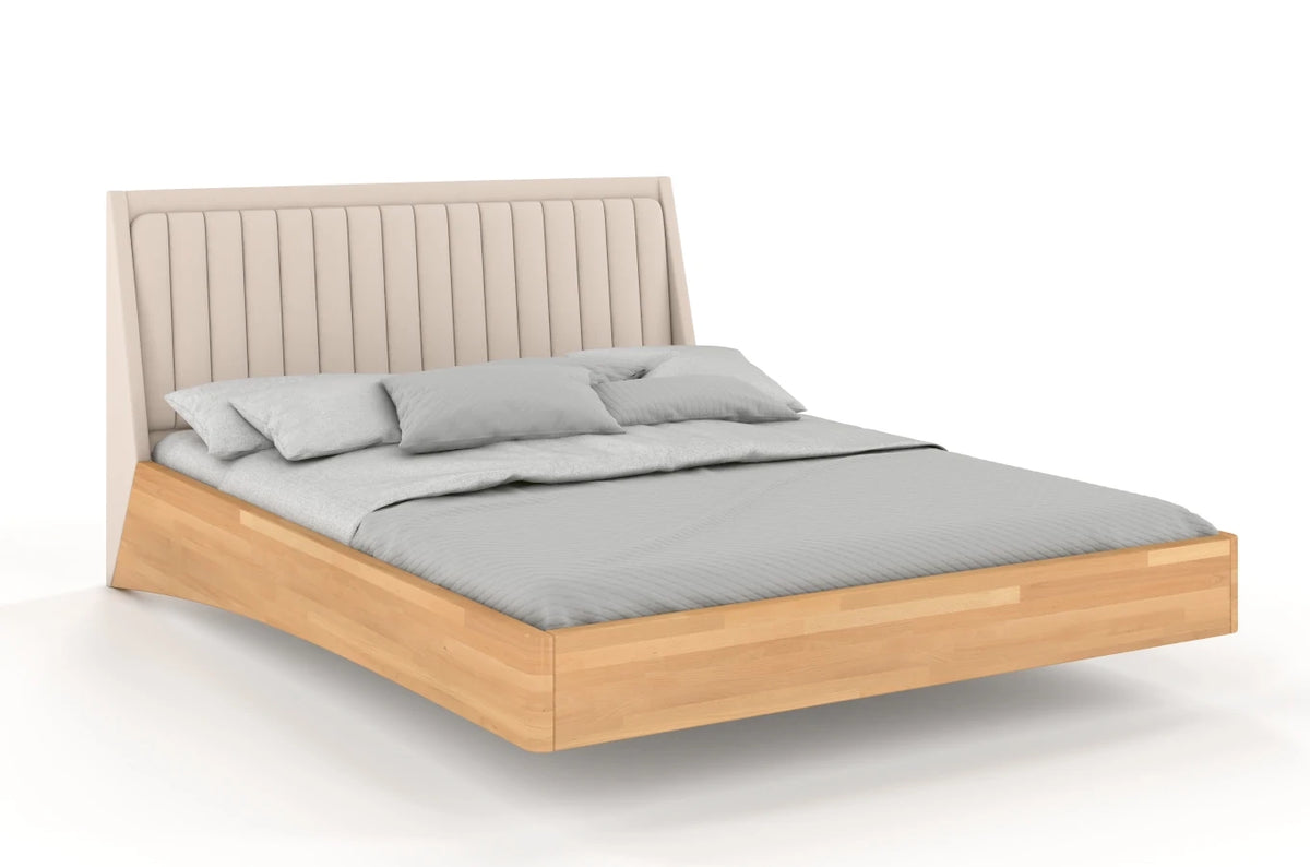 ULF Beech Floating Bed with Upholstered Headboard