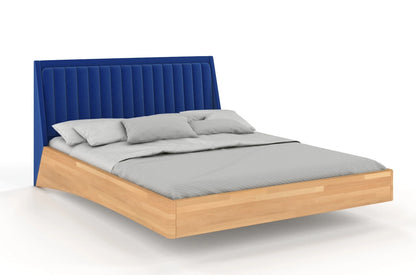 ULF Beech Floating Bed with Upholstered Headboard