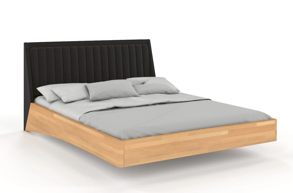 ULF Beech Floating Bed with Upholstered Headboard