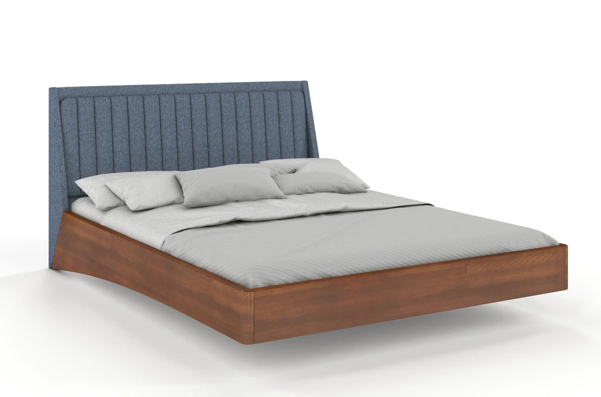 ULF Beech Floating Bed with Upholstered Headboard