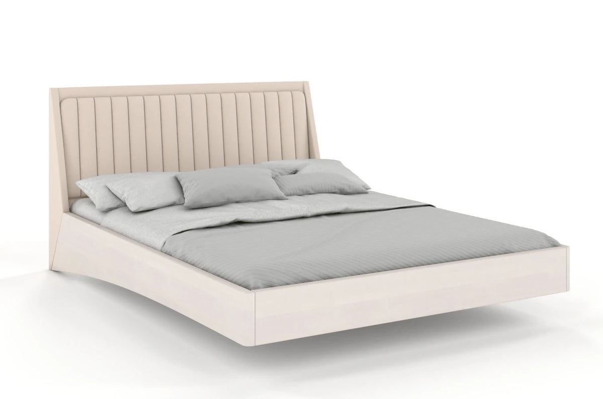 ULF Beech Floating Bed with Upholstered Headboard