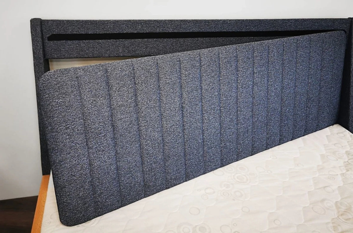 ULF Beech Floating Bed with Upholstered Headboard