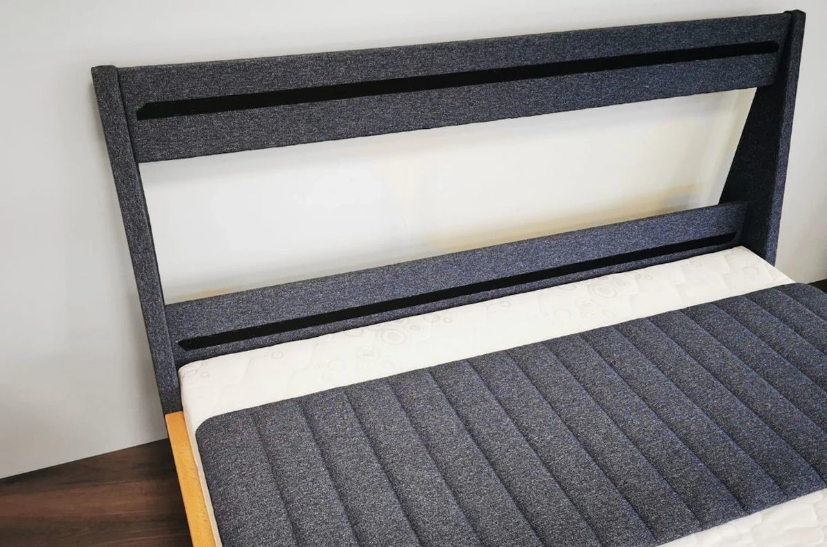 ULF Beech Floating Bed with Upholstered Headboard