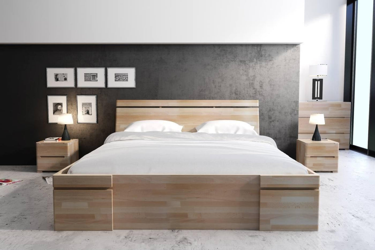 SPARTA Beech Maxi Bed with 4 Drawers