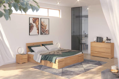 SPARTA Beech Maxi Bed with 4 Drawers