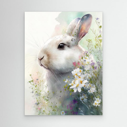 Rabbit and Flowers 1 by Bilge Paksoylu