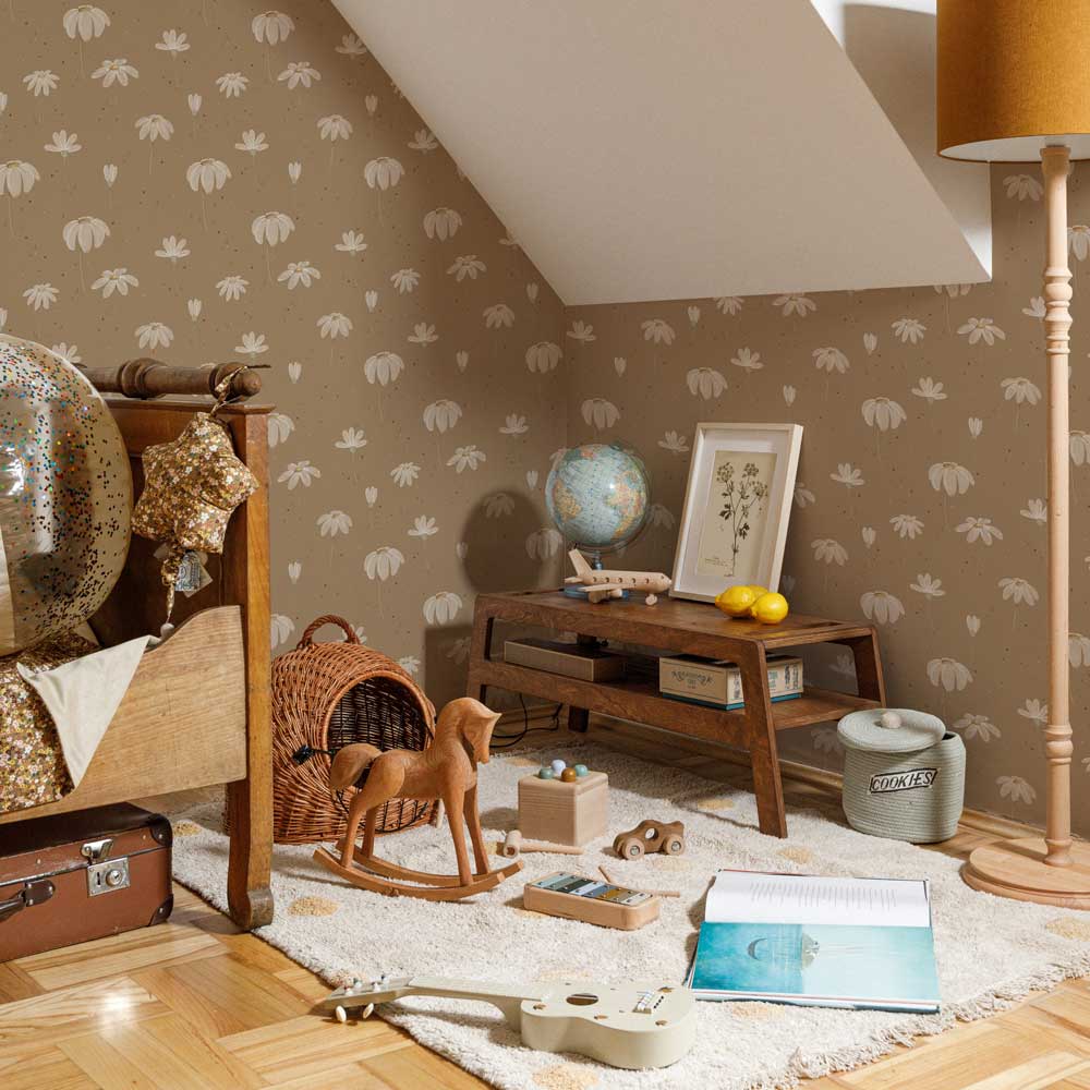 Fairytale Beige Meadow Wallpaper