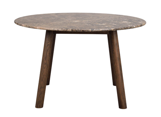 TARANSAY Round Table, Brown Travertine Top, Brown Legs Ø 125 CM