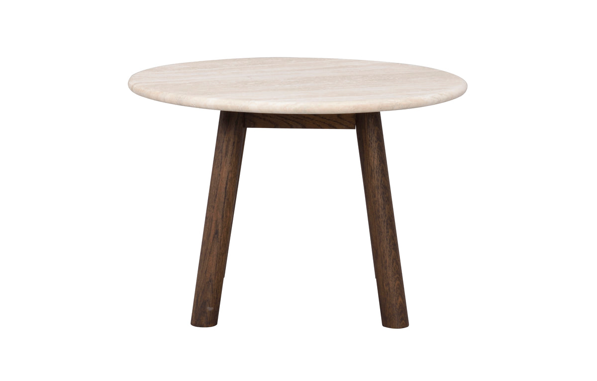 Taransay Travertine Coffee Table Ø60 cm – Beige / Brown Oak