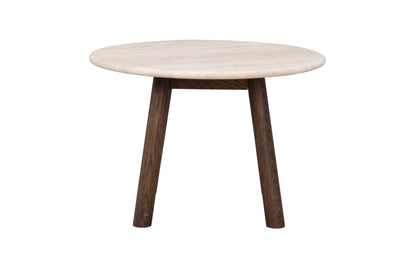 Taransay Travertine Coffee Table Ø60 cm – Beige / Brown Oak