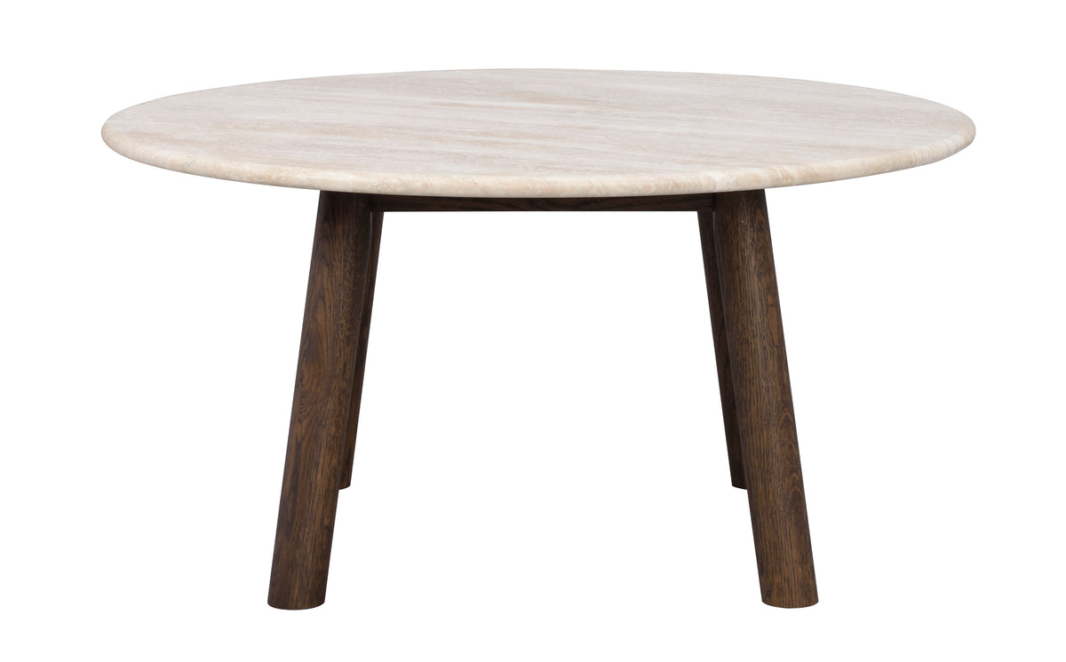 Taransay Travertine Coffee Table Ø90 cm – Beige / Brown Oak