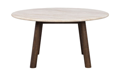 Taransay Travertine Coffee Table Ø90 cm – Beige / Brown Oak