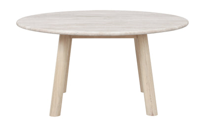 Taransay Travertine Coffee Table Ø90 cm – Beige / Whitewash Oak