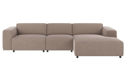 Willard 4-Seater Modular Sofa with Chaise Longue – Beige / Right-hand chaise