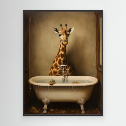 Giraffe In Bathroom 3 by Bilge Paksoylu