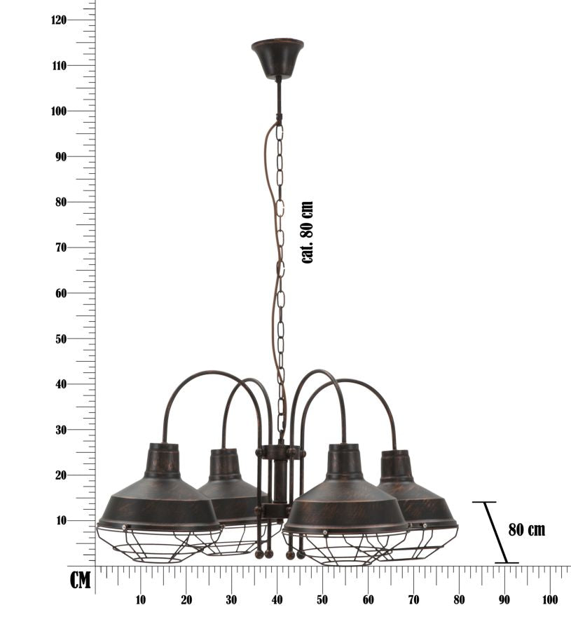 CEILING LAMP BRONKS 4 LIGHTS CM 80X80X40 (chain cm 80)