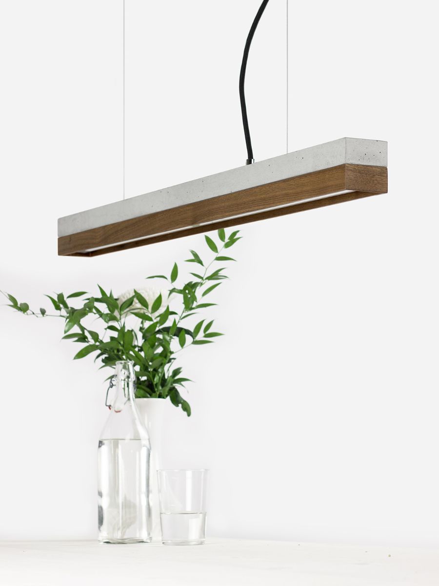 [C2] Concrete & Walnut Pendant 92CM