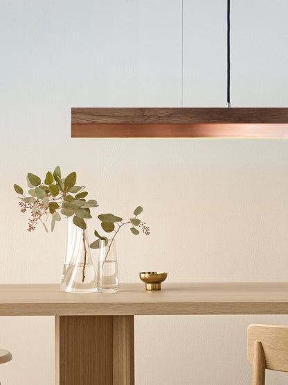 [C1w] Walnut Wood & Copper Pendant Light 122CM