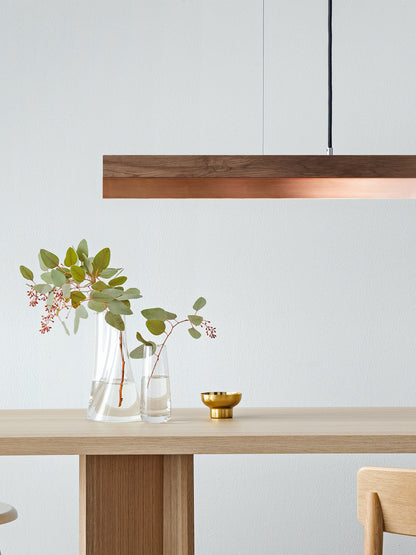 [C1w] Walnut Wood & Copper Pendant Light 122CM