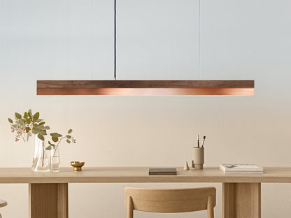 [C1w] Walnut Wood & Copper Pendant Light 122CM