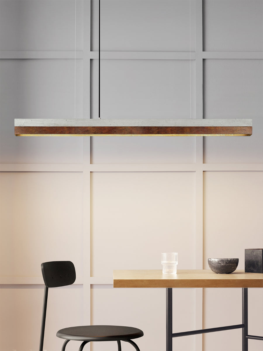 [C1] Concrete & Rust Corten Steel Pendant Light 122CM