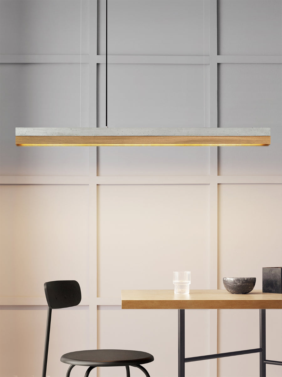 [C1] Concrete & Oak Pendant Light 122CM