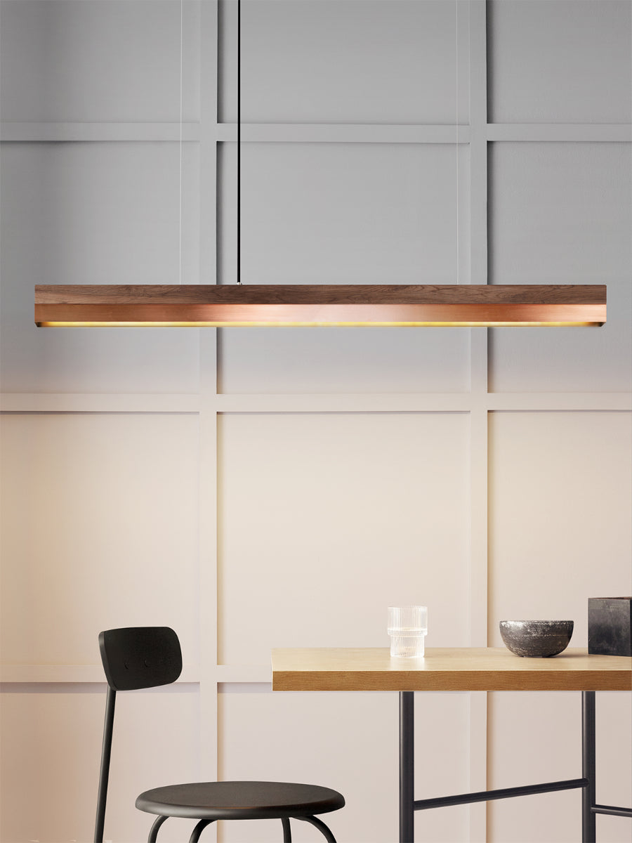 [C1w] Walnut Wood & Copper Pendant Light 122CM