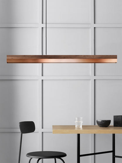 [C1w] Walnut Wood & Copper Pendant Light 122CM