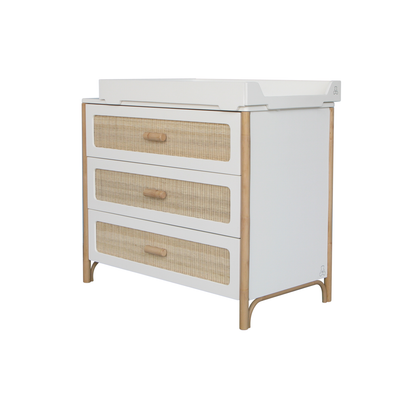 Oceania Chest of Drawers - White & Rattan