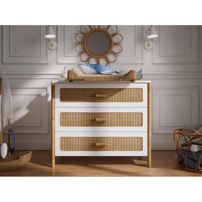 Oceania Chest of Drawers - White & Rattan