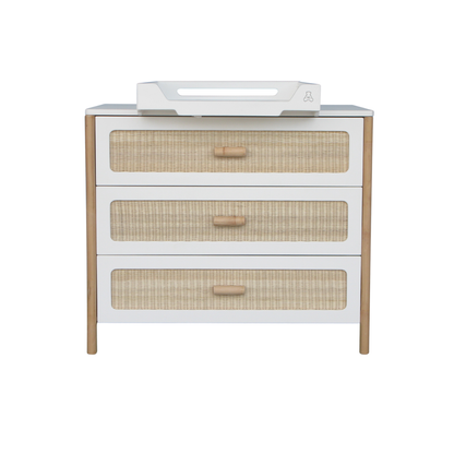 Oceania Chest of Drawers - White & Rattan