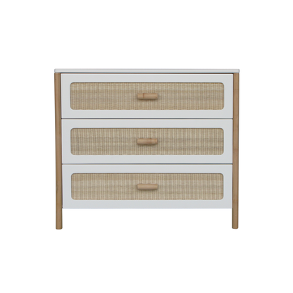 Oceania Chest of Drawers - White & Rattan