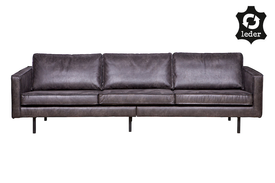 LOFT Black Leather Sofa 277CM, 20 - 25 Day Delivery- D40Studio