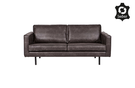 LOFT Black Leather Sofa 190CM, 20 - 25 Day Delivery- D40Studio