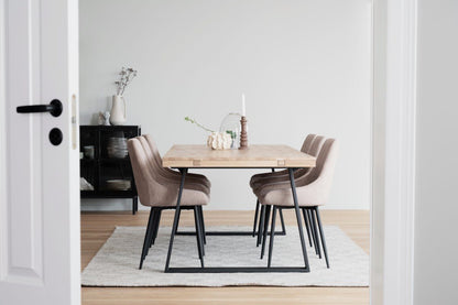 BROOKLYN Esstisch mit U-Beinen, weißgekalkte Eiche, 220/320 cm