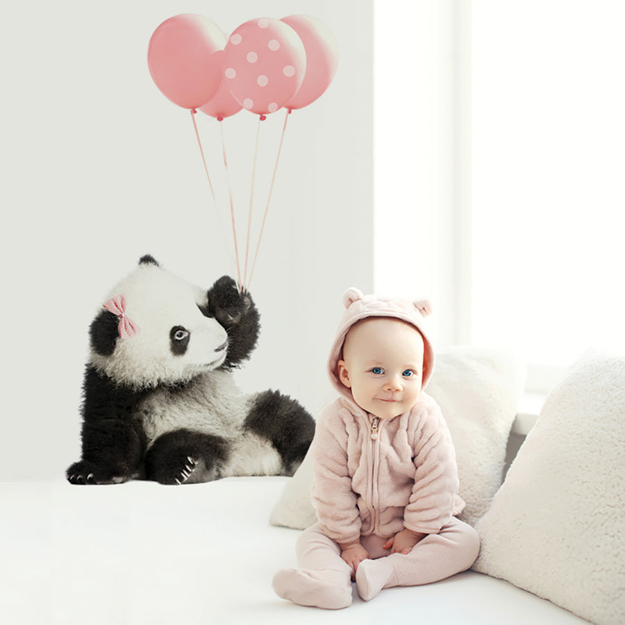 PANDA With Pink Balloons Wall Sticker