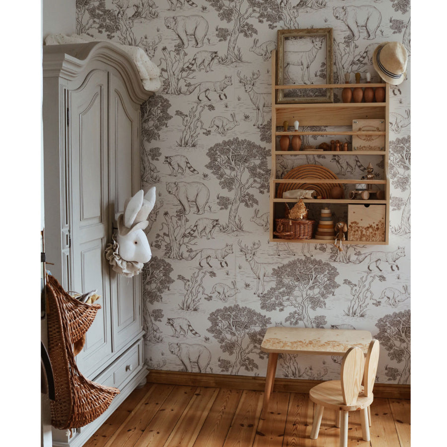 ANIMALS On White Wallpaper  100x280CM