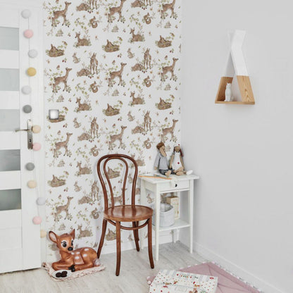 DEER Meadow White Wallpaper 50x280CM