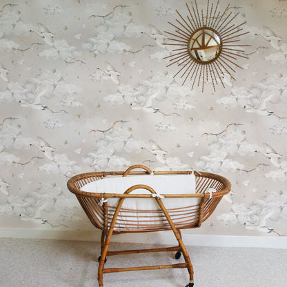 MAGIC Swans Beige Wallpaper 100x280CM