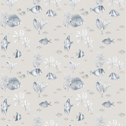 BLUE & White Beige Fish Wallpaper 50x280CM