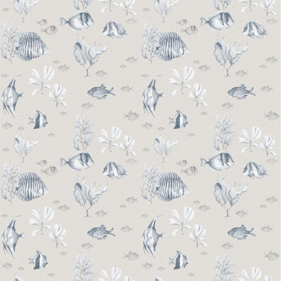 BLUE & White Beige Fish Wallpaper 50x280CM