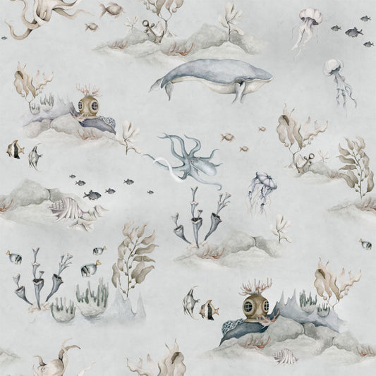 UNDERWATER World Grey  Wallpaper 100x280CM
