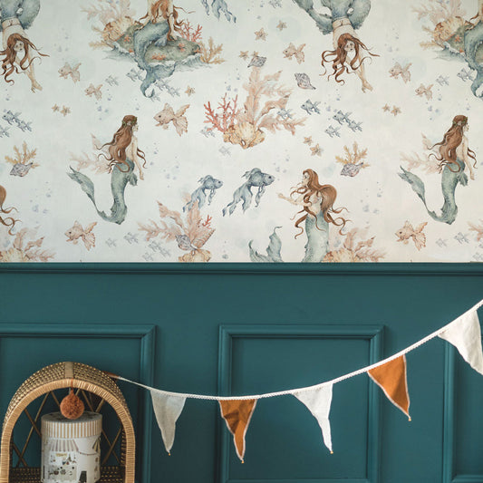 MERMAIDS In Waves Light Wallpaper 100x280CM